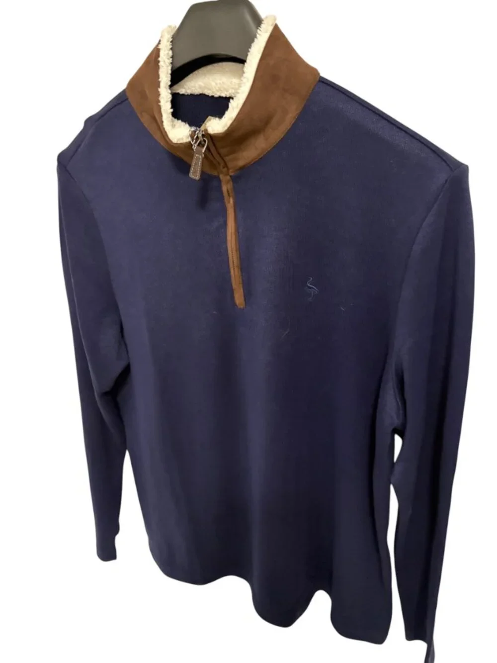 Tailorbyrd Men’s Pullover 1/4 Zip LS Sweater Size Large Stand Up Collar NWT Blue